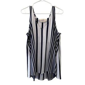 Puella sleeveless blue and white ruched v-neck top blouse summer striped